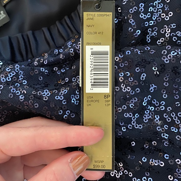 Tahari Petite Navy Suit Sequin 8P NWT - Picture 4 of 8